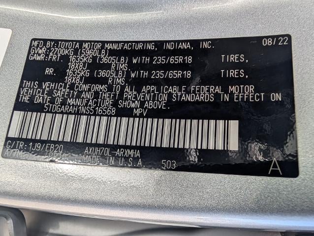 2022 Toyota Highlander Hybrid XLE FWD (Natl)