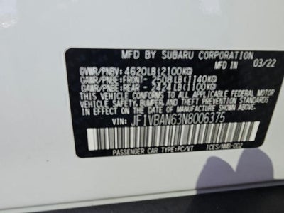 2022 Subaru WRX Limited CVT