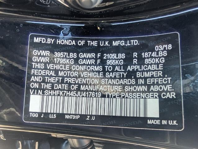 2018 Honda Civic Hatchback Sport CVT